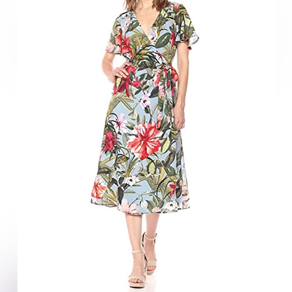 Ella Moon Tropical Floral Wrap Dress Size XS